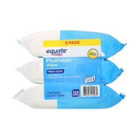 Equate Flushable Wet Wipes with Aloe & Vitamin E, Fresh Scent, 144 Count (3 Packs)