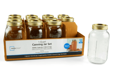 Mainstays 1-Quart Glass Regular Mouth Canning Jars (12 Count)