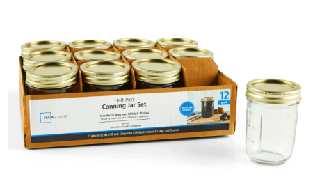 Mainstays Half-Pint Glass Regular Mouth Canning Jars (12 Count)Mainstays Half-Pint Glass Regular Mouth Canning Jars (12 Count)